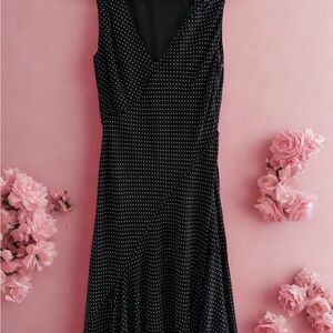 Max Studio Black Asymmetrical Polka Dot Dress